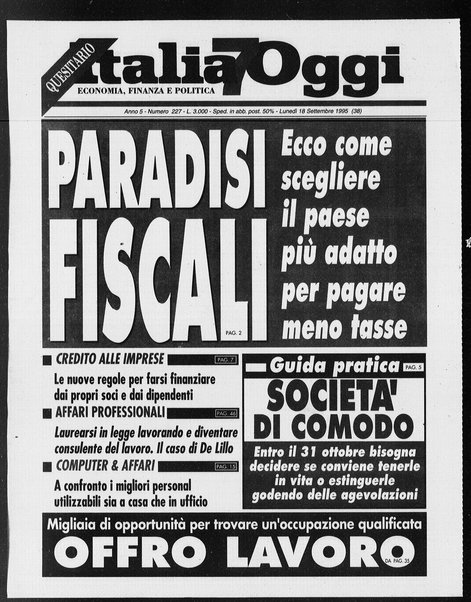 Italia oggi : quotidiano di economia finanza e politica